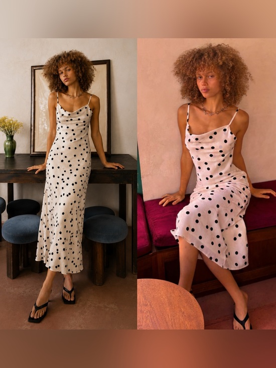 Lisa Says Gah Dresses & Skirts - NWT Lisa Says Gah Polka dot cowl neck midi dress
